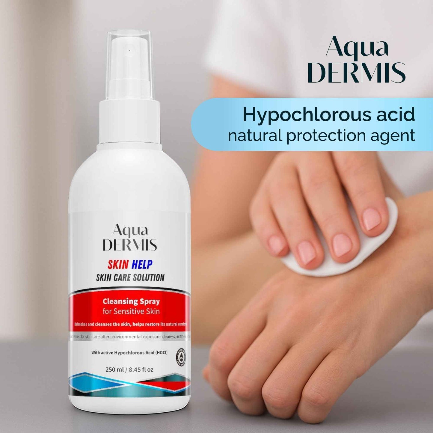 AquaDERMIS Skin Recovery Mist – Hypochlorous Acid Spray for Sensitive and Redness-Prone Skin – pH-Balanced, Alcohol-Free HOCl Facial Toner & Spray for Acne, Eczema, Aftercare – 45 fl oz (250ml)