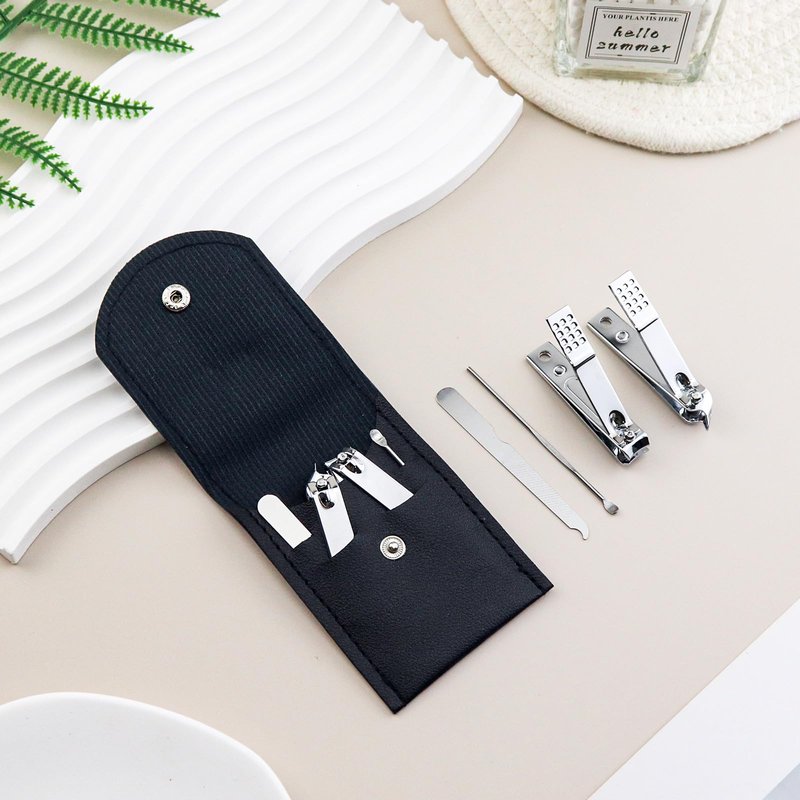 HAIFOTRVA 30 Sets Finger Nail Clipper Set Bulk,4 in 1 Black Adult Stainless Steel Travel Manicure Kit with Case Individually Wrapped Nail Clippers Bulk for Homeless,Hotel,Charity