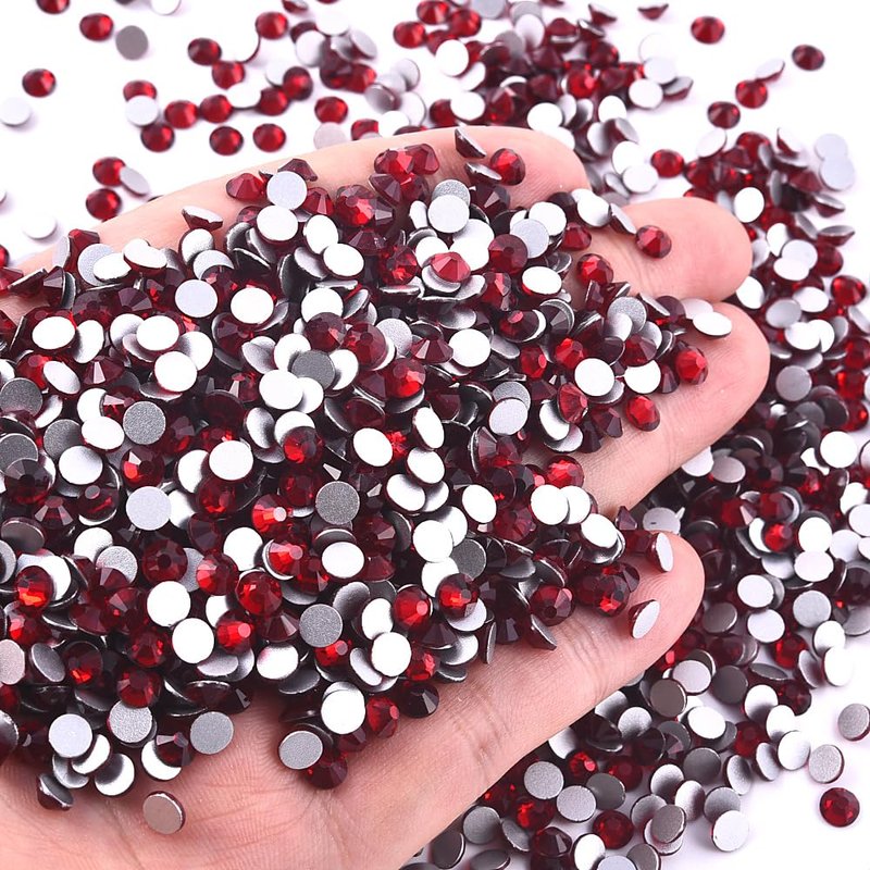 Blinginbox Flatback Rhinestones Bulk,14400pcs Crystal Round Loose Gemstones Glass Rhinestones for Crafts Makeup Nail Art Clothes Shoes DIY Decorations(SS16,3.8-4.0mm,Dark siam)