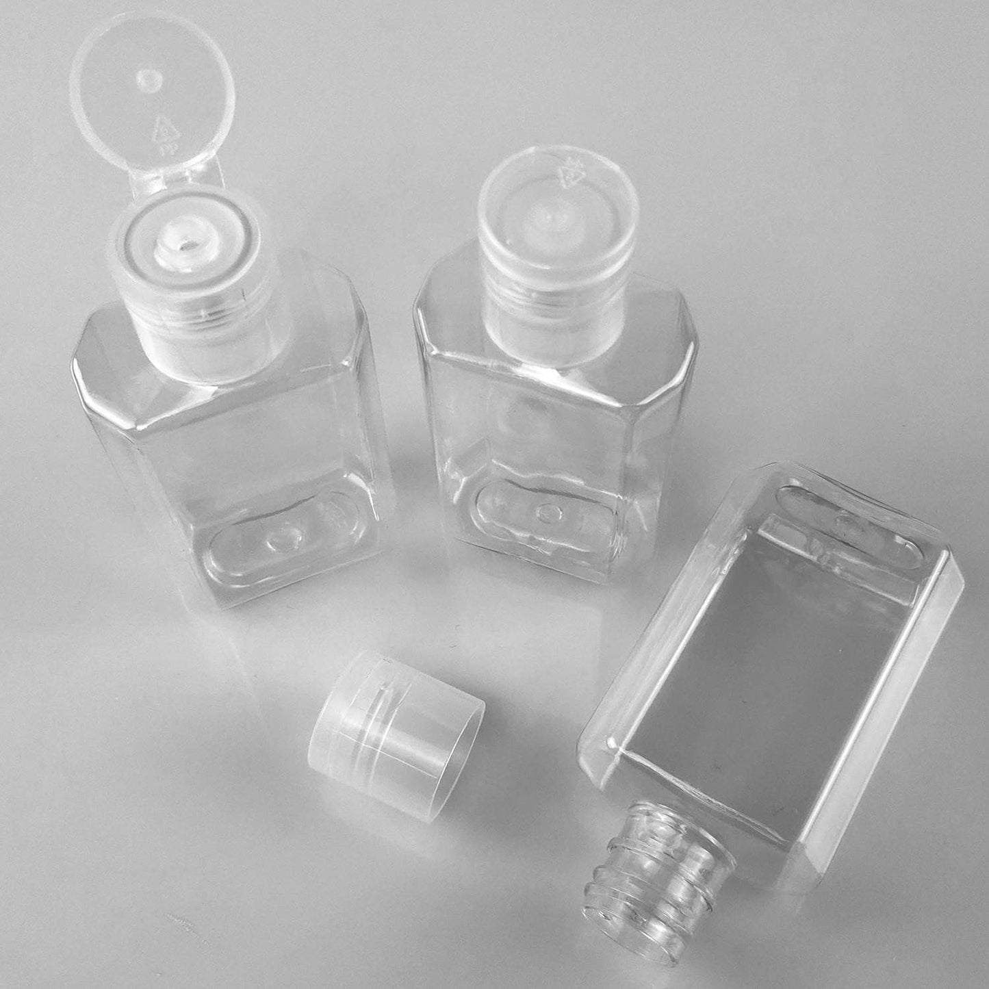 Clear Hand Sanitizer Bottles - 60 Pack Refillable Plastic Flip-Top Containers | BPA-Free, 60ml/2oz