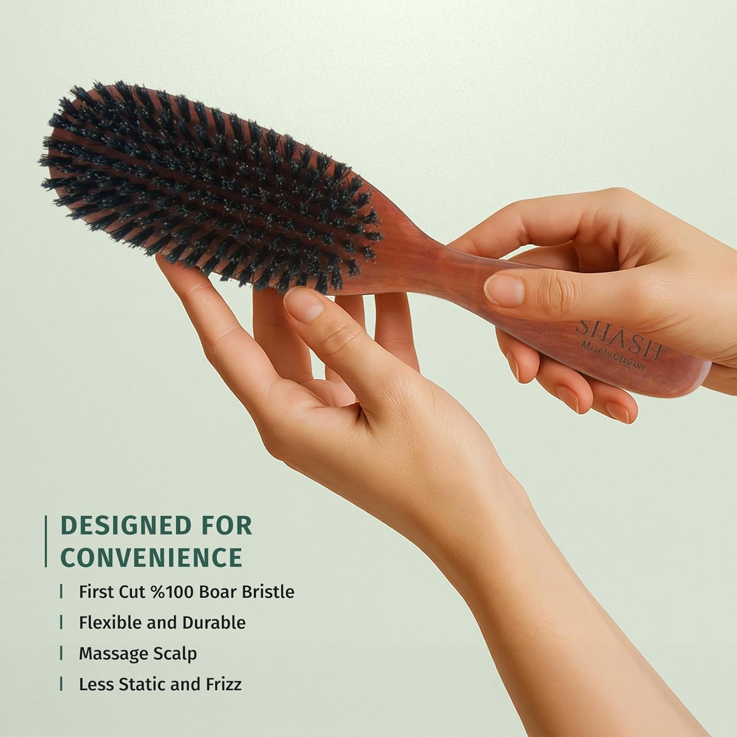 Classic German Boar Bristle Hair Brush - Conditions Hair, Improves Texture | Fine to Normal Hair