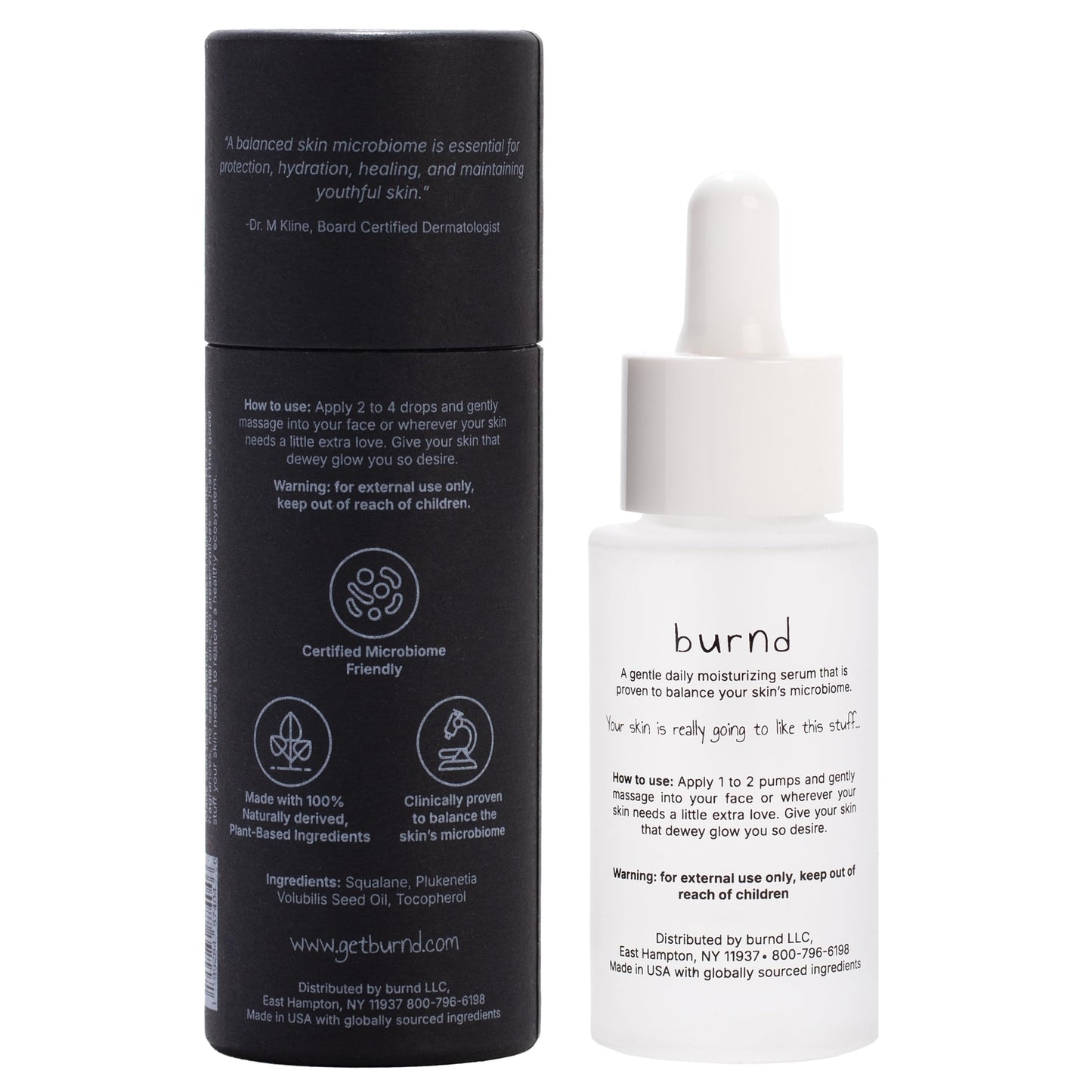 burnd. Microbiome Restoring Face Serum Barrier Repair Moisturizer, Hydrating Facial Serum, organic, Non-Comedogenic, Plant-Based, Preservative-Free Skincare, 1 fl oz