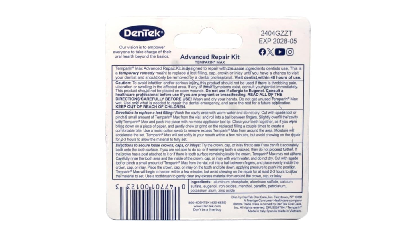 DenTek Temparin Max Advanced Dental Repair Kit, 13+ Repairs