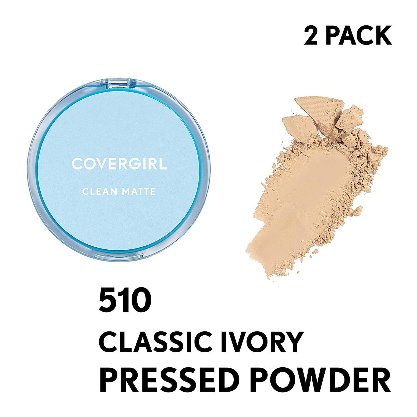 COVERGIRL Clean Matte Pressed Powder, Oil Control Powder, 1 container, .35 Fl Oz, Face Powder, Oil Free Loose Powder, Matte Finish, Lightweight, Shine Free Formula, Leaves Skin Smooth and Clean