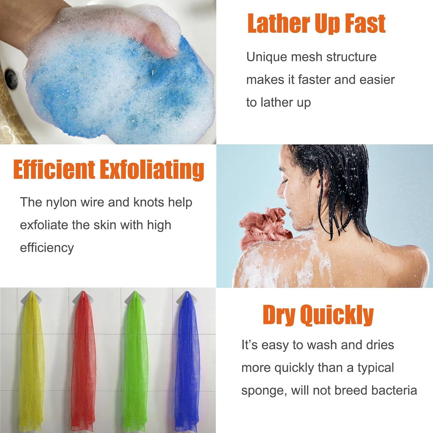 Unifab African Net Sponge Authentic Real African Exfoliating Net Bath Sponge Wash Cloth Exfoliating Washcloth African Net Cloth Body Scrubber for Shower Pink
