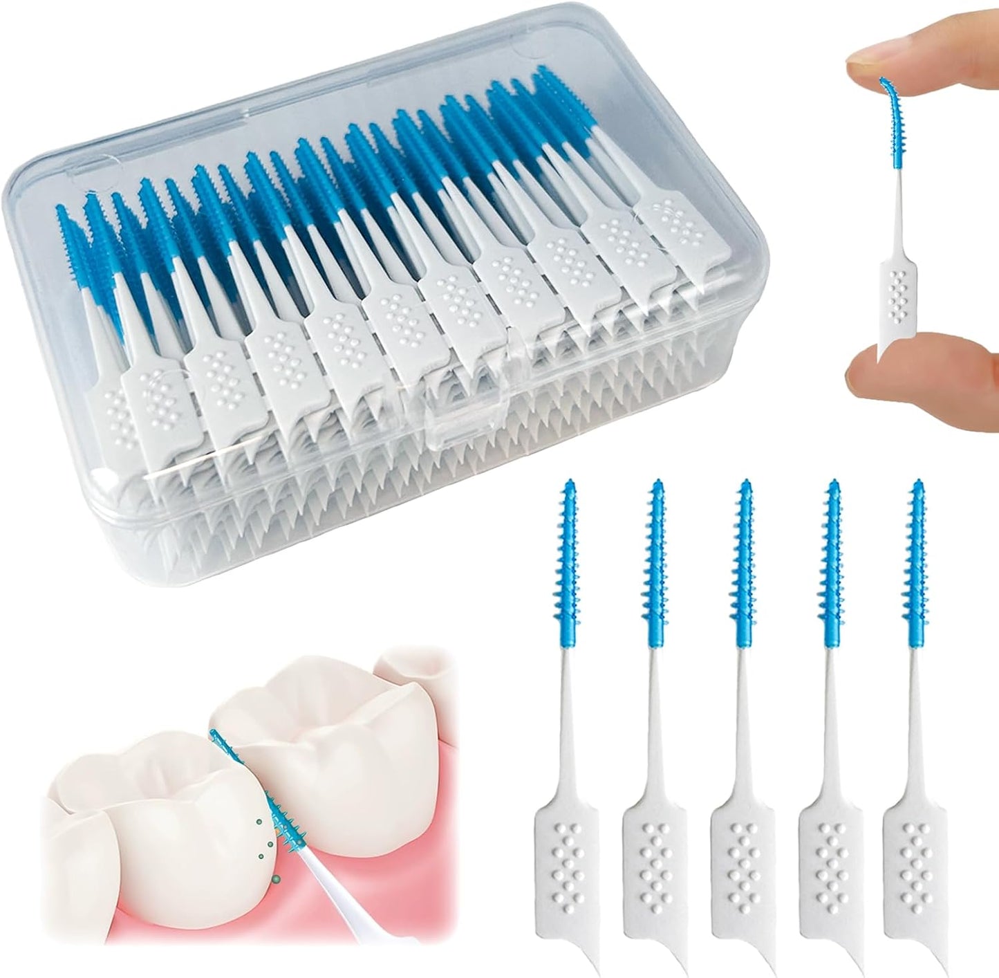 Dental Floss Picks Soft Silicone interdental Brush, Braces Brush, Floss Picks for Teeth, Disposable interdental Brush, Suitable for Cleaning Teeth Health(Green, 160pcs)