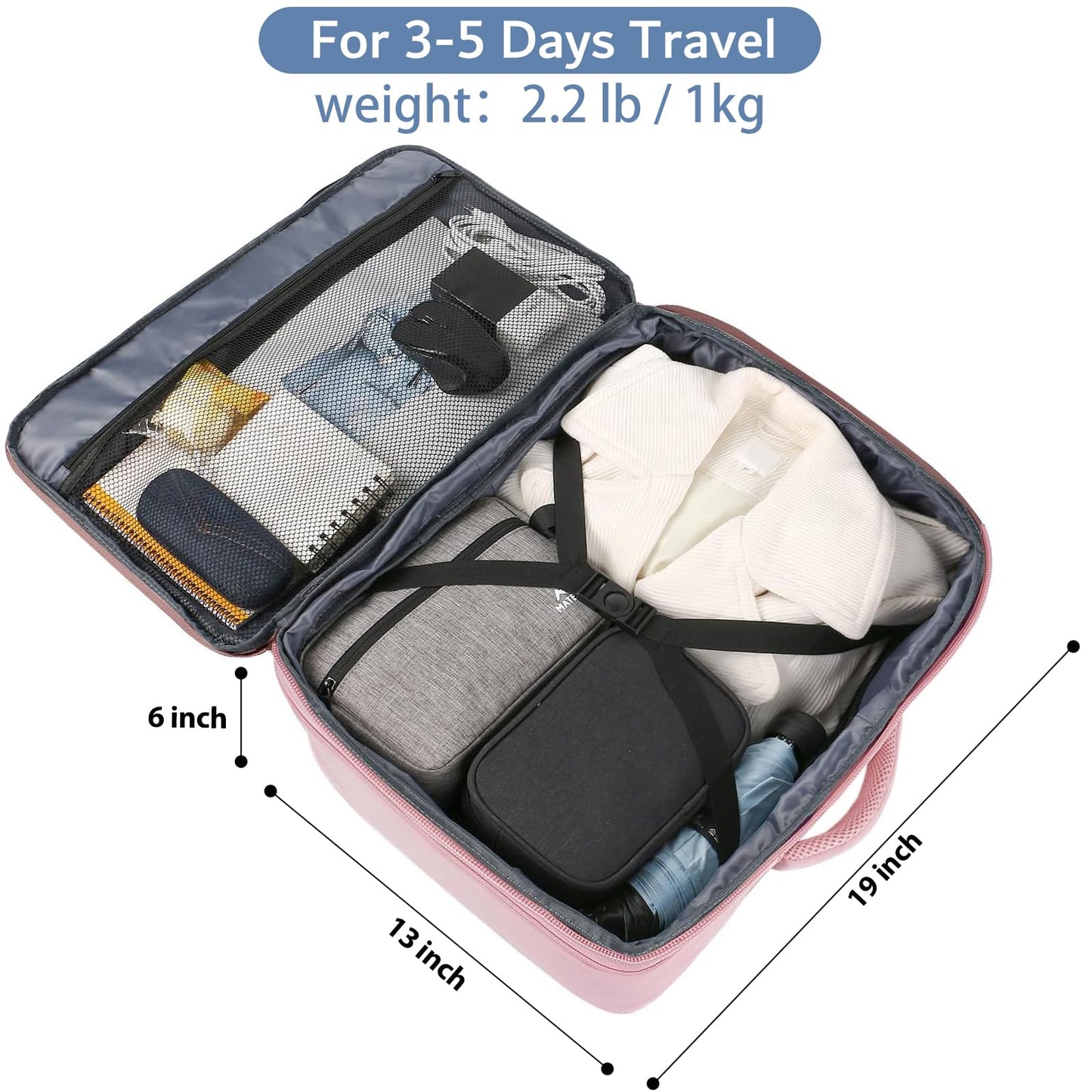 MATEIN 45L Womens Travel Backpack, Extra Large Carryon Backpack Fits Underseat & Overhead Bin, Cute Weekender Daypack for Travel on Airplane, Traveling Accessories for Women, Pink