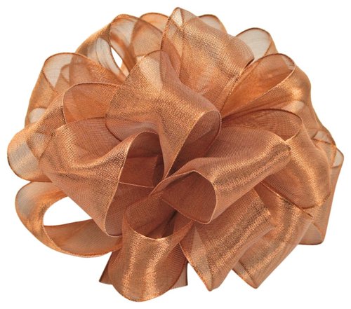 Offray Wired Edge Firefly Metallic Sheer Craft Ribbon, 1-1/2-Inch Wide by 15-Yard Spool, Copper
