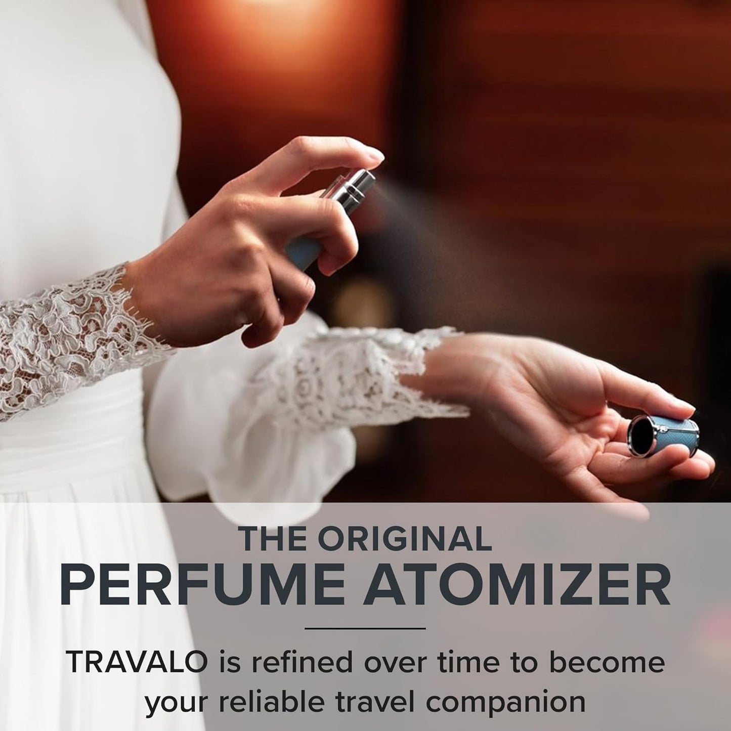 Travalo Milano Perfume Atomizer | Leak-Proof & TSA Approved Mini Sprayer - Reusable Black Vegan Leather with Polished Metal