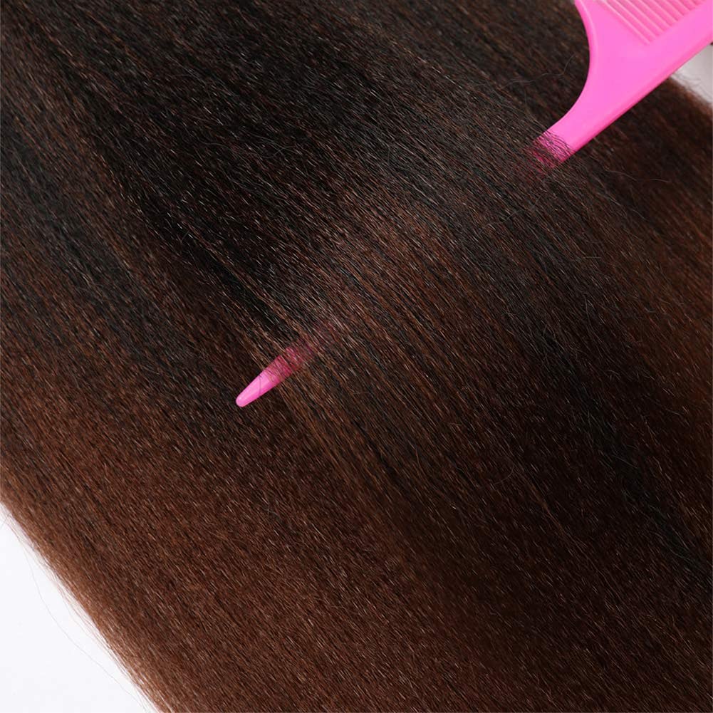 ShowCoco Easy Braid Pre Stretched Braiding Hair Ombre Natural Black to Brown 42 Inch Yaki Texture Easy Crochet Braids 8 Packs Hot Water Setting Synthetic Hair Extension for Braids (42inch,#1B/30)