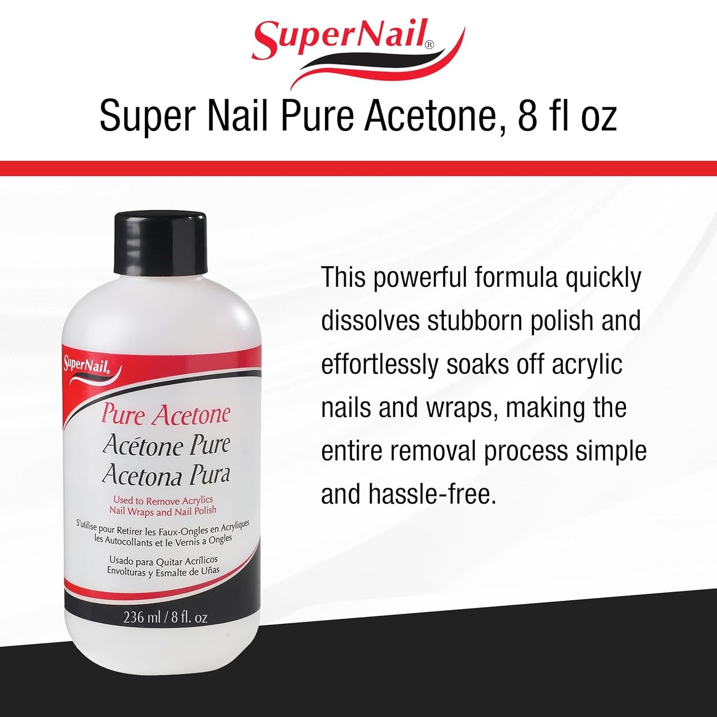 Super Nail Pure Acetone Polish Remover, 8 Fl Oz