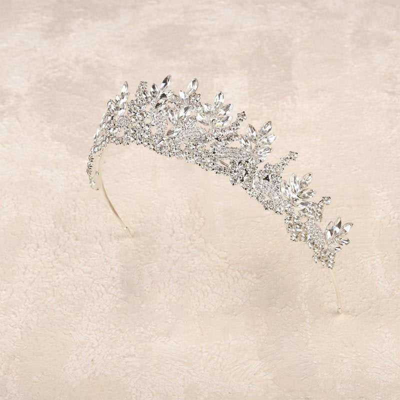 LIMELIA Women's Tiara for Henna Wedding Party|Glitter Hair Accessories for Bridal Birthday Pageant Prom Halloween Costume Christmas Party, Princess Crown|Crystal Stone-Silver
