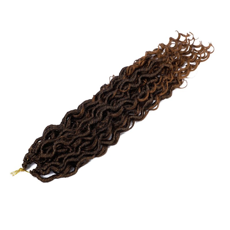 LIYATE Goddess Locs Crochet Hair 18 Inch 6 Packs Faux Locs Crochet Hair for Black Women Pre Looped Soft River Loc Crochet Braids with Curly Hair Boho Hippie Loc Synthetic Hair Extensions(T1B/30)