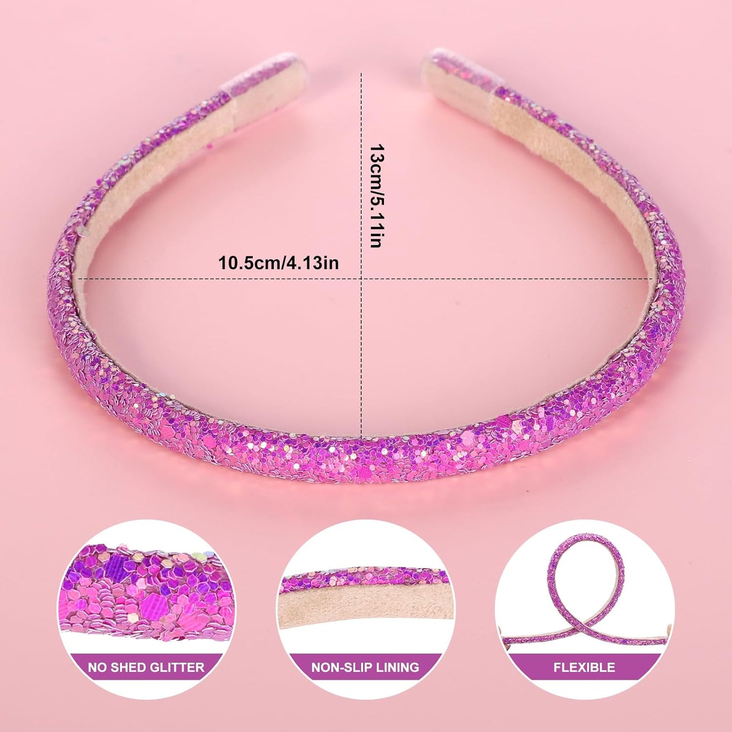 8pcs Glitter Headbands for Girls, women, Sparkle toddler Headband Accessory, Kids Hair Bands for Girls, Little Girl Hair Accessories, Daily Use and Party Hair Accessories, Birthday Gifts,Halloween