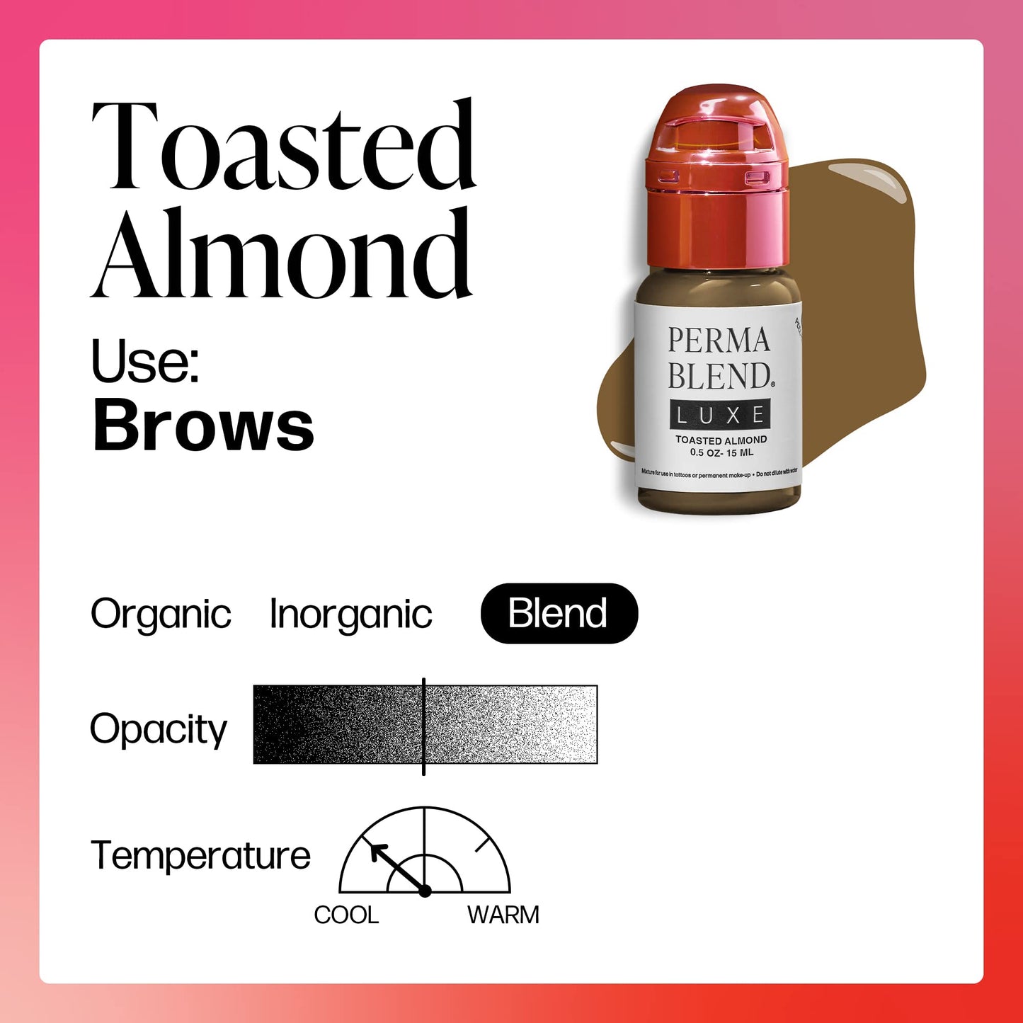 Perma Blend Luxe - Toasted Almond - Microblading Ink for Permanent Eyeliner - Professional Tattoo Ink - Brown Tattoo Ink Makeup - Vegan (0.5 oz)