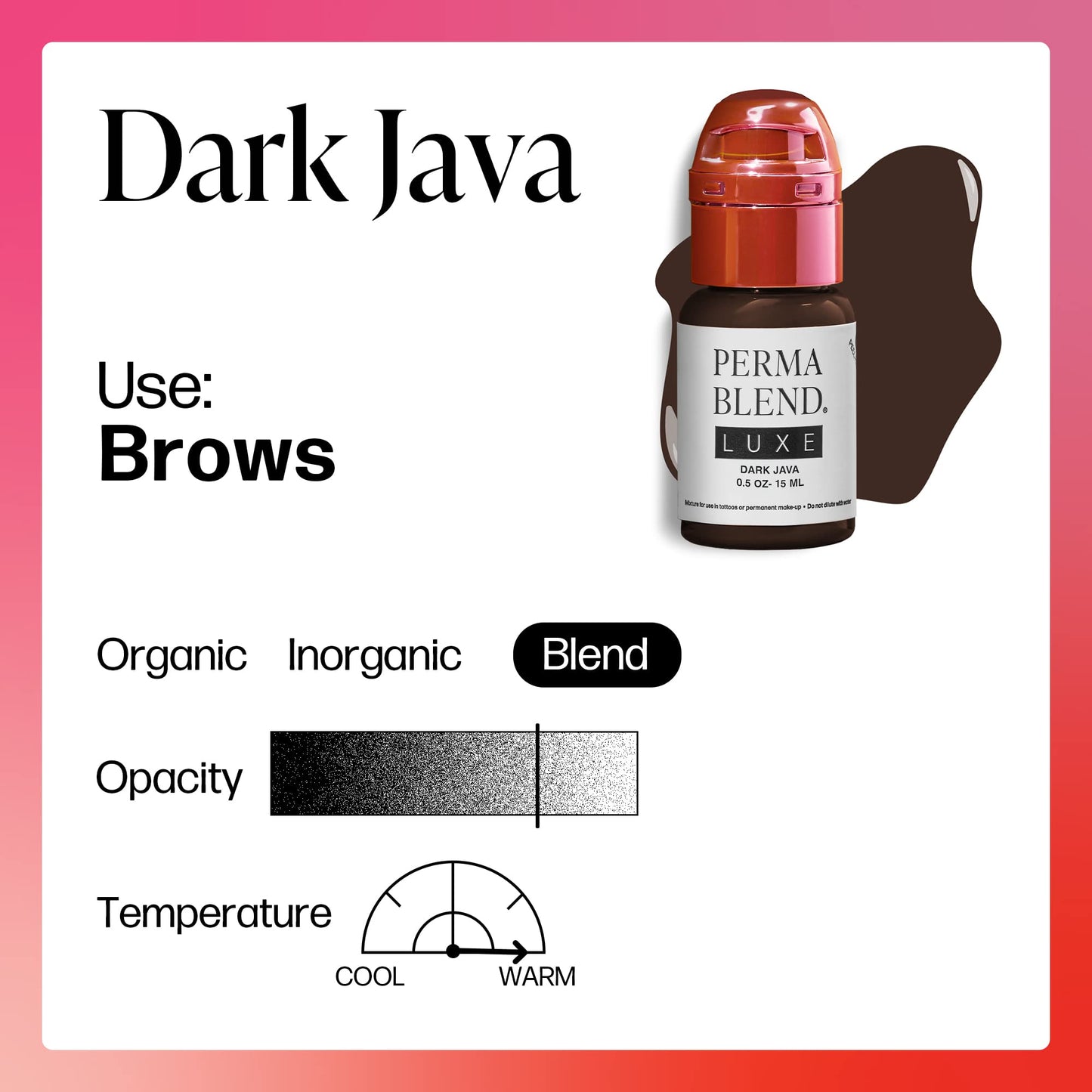 Perma Blend Luxe - Dark Java - Vegan Lip Tattoo Ink - Warm Brown Microblading Pigment with Medium-High Opacity - for Lip Blush & Permanent Makeup - Cruelty-Free (0.5 oz)