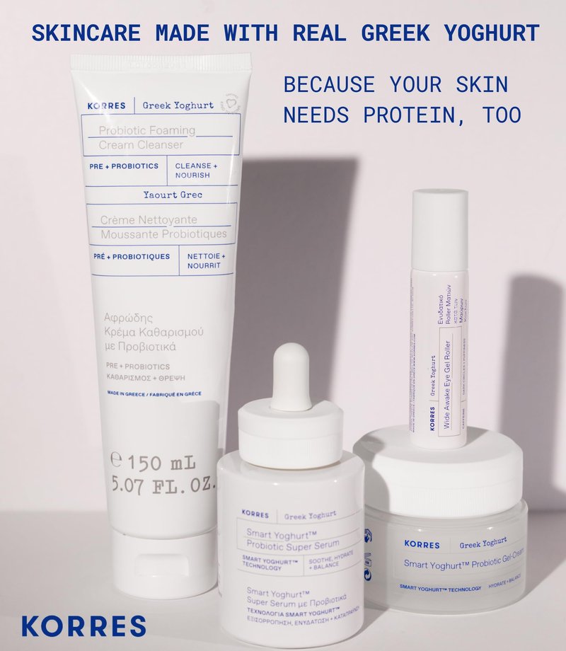 KORRES Greek Yoghurt Wide Awake Eye Gel Serum with Hyaluronic Acid & Caffeine for Dark Circles & Puffy Eyes, Roller Ball, Brightening & Hydrating, 0.51 fl oz