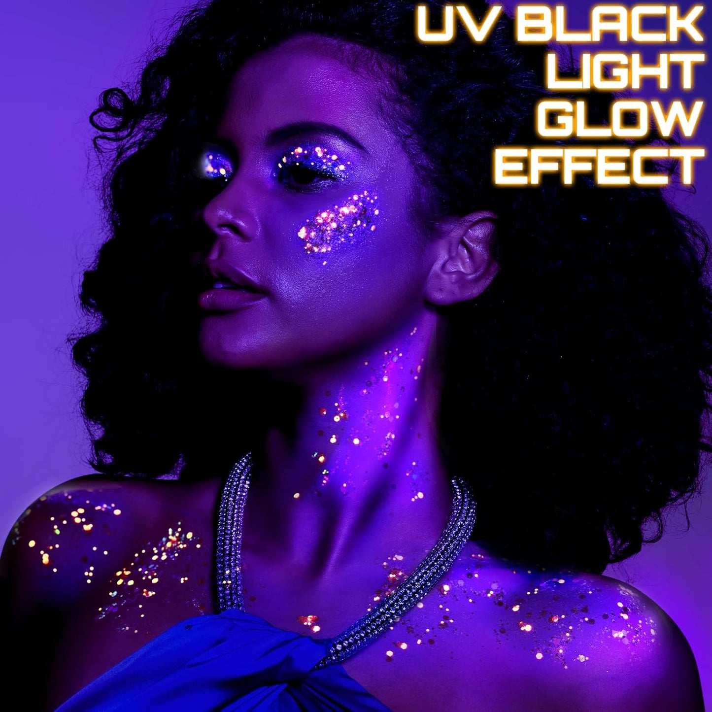 Teenitor 6 Colors Glow in The Dark Glitter Gel, Face Glitter Gel, Body Glitter Hair Glitter for Halloween Makeup UV Black Light Party Cheer Raves Festivals