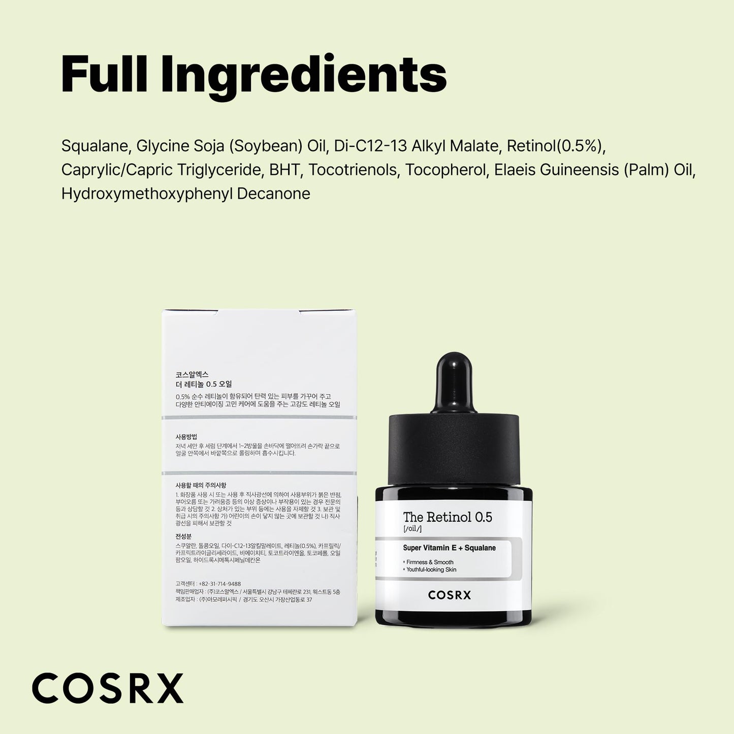COSRX Retinol 0.5 Oil, Anti-aging Serum with 0.5% Retinoid Treatment for Face, Reduce Wrinkles, Fine Lines, Gentle Skincare for Day & Night, Not Tested on Animals, Korean Skin Care