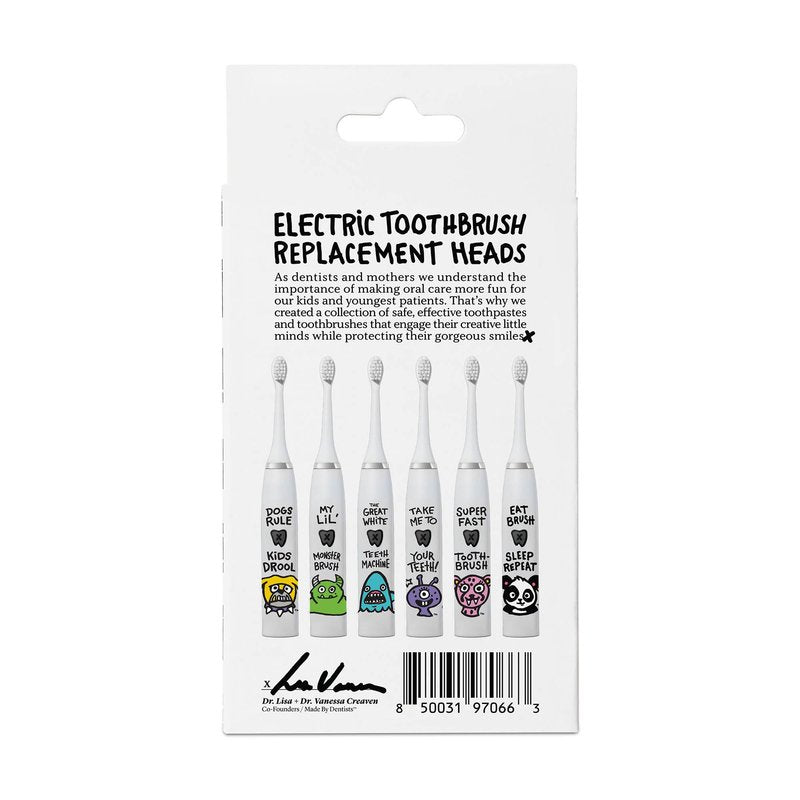 Made By Dentists Kids Electric Toothbrush Replacement Heads – 6 Heads (2x3) - Soft Bristles Brush Head for Gentle Care, 18 Months Supply