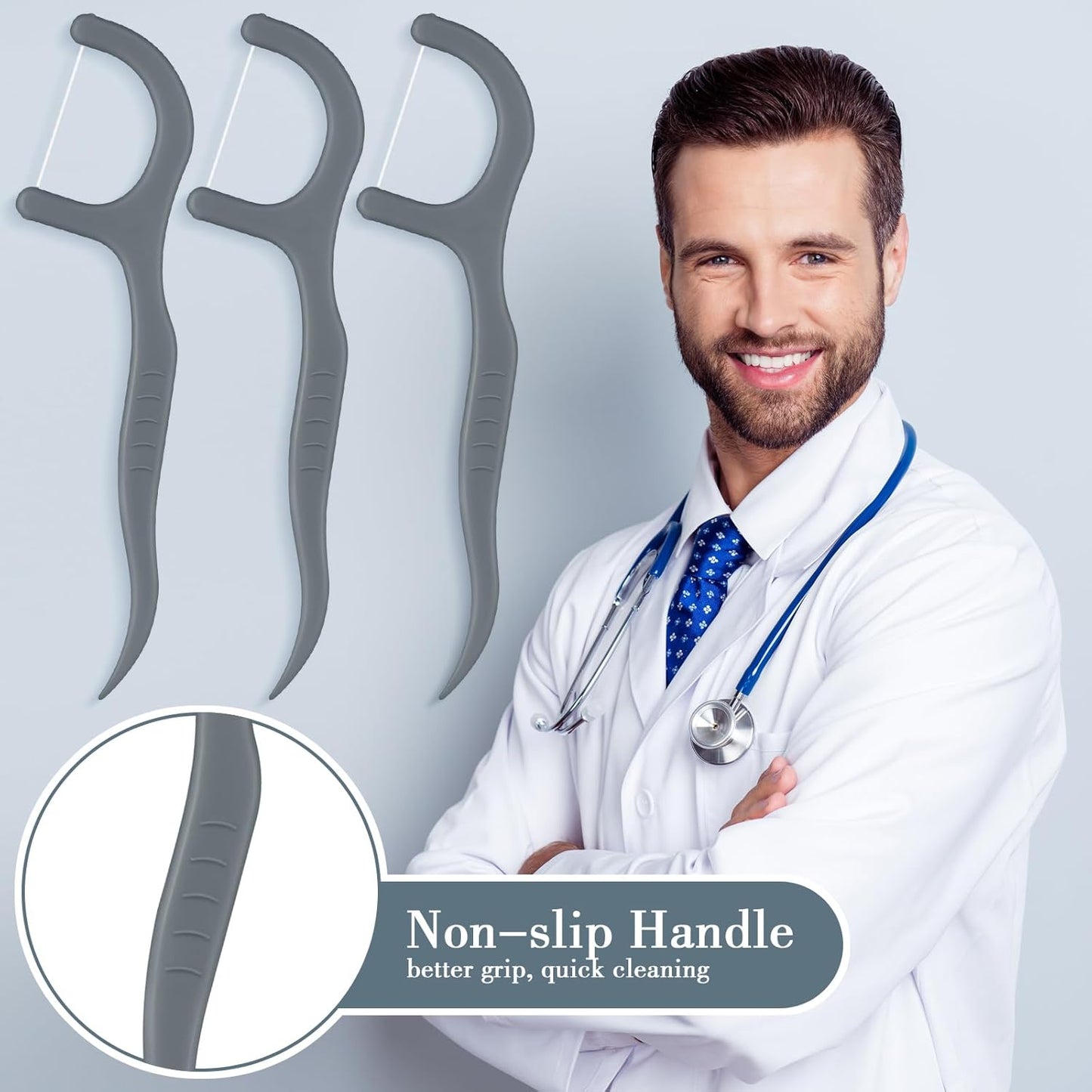 Baderke 200 Count Floss Picks Bulk Non Breakable Tooth Picks Flosser Dental Floss Sticks for Adults Teeth Cleaning Dental Flossers for Family Pack Travel(Light Green)