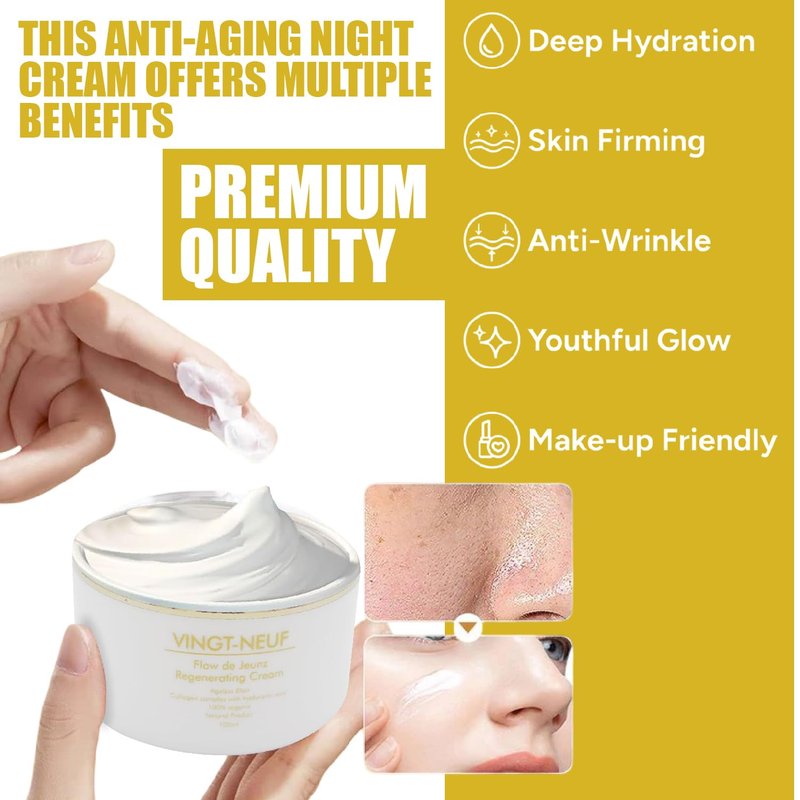 VINGT-NEUF Anti Aging Face Cream | Collagen Face Cream & Hyaluronic Acid Moisturizer, Night Cream for Women Anti Aging | Moisturizer Face Cream for Aging Skin, 100ml
