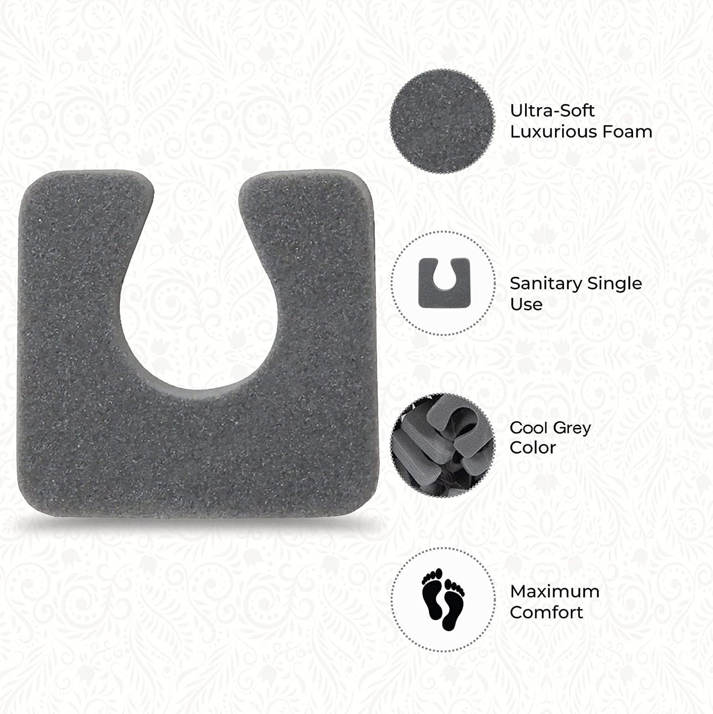 ForPro Sole Toe Separators - Black Luxurious Foam Separators - Individual Toe Separators for Pedicures – 144-Count