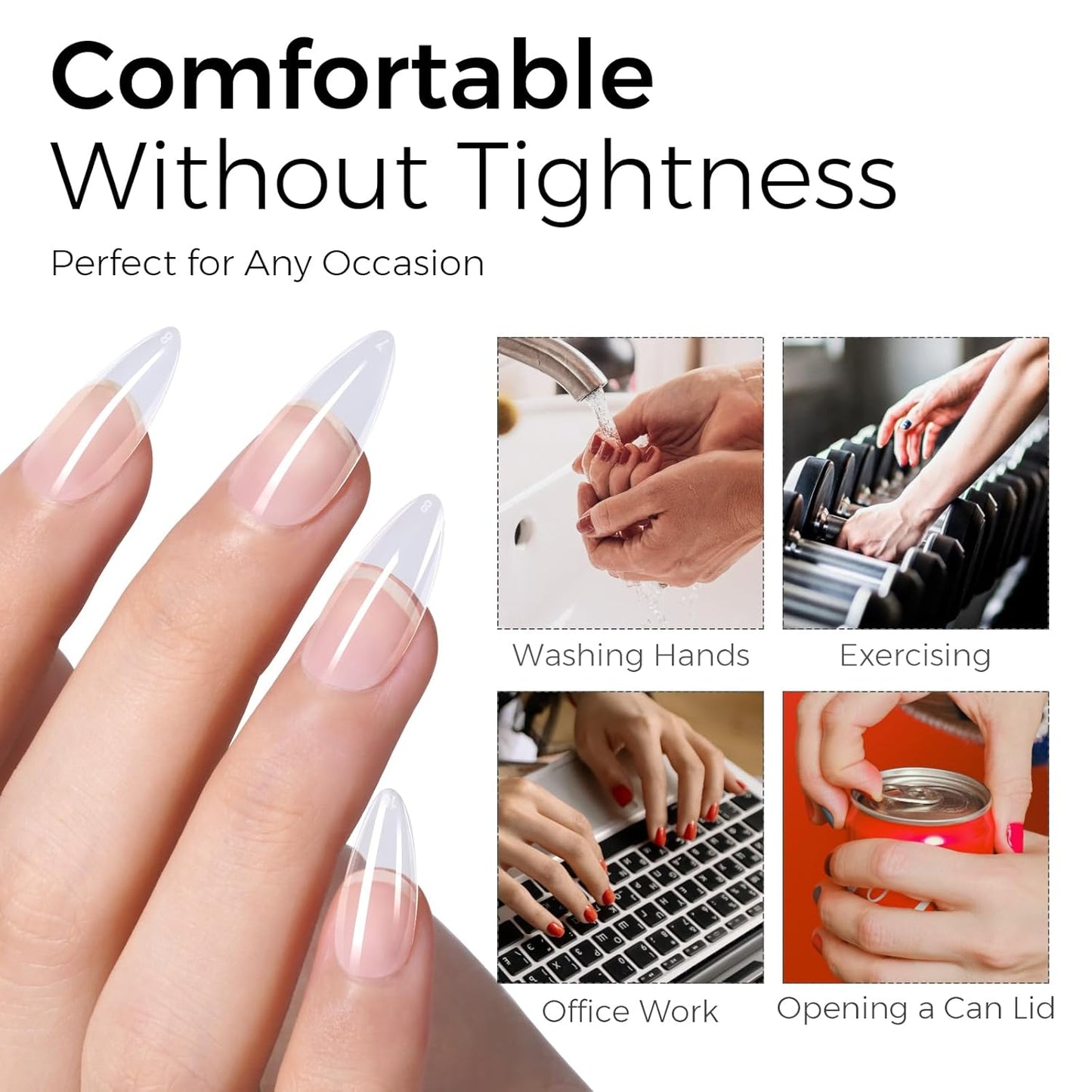 TOMICCA Short Nail Tips Extra Short Square Nail Tips, 192Pcs Fake Nails 12 Sizes Acrylic Clear Nails for Beginner and Professional DIY Gel Nails Salon