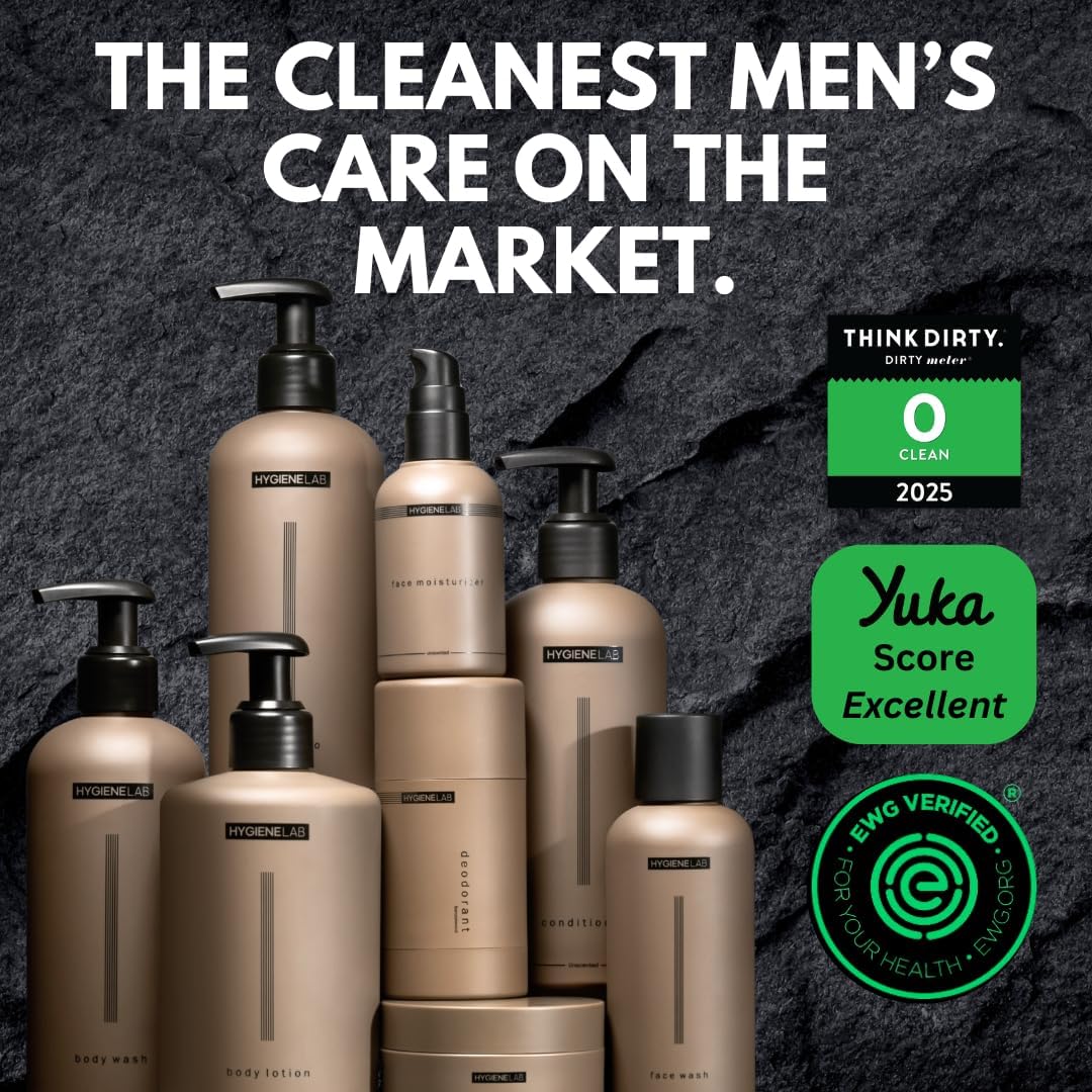 HygieneLab Mens Shampoo - EWG Verified Non-Toxic Formula, Fragrance-Free & Paraben-Free, Gentle Cleanse for All Hair Types, Premium Quality (10 fl oz)