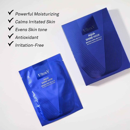 Ultra V Idebenone Anti Aging Facial Mask Sheet – Antioxidant, Deep Moisturizing – Hypoallergenic Tencel Sheet - Aqua Shine Mask 10 Sheets