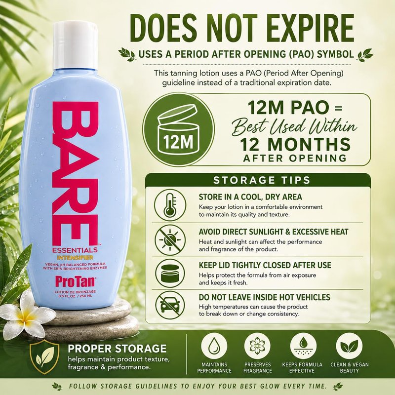 Pro Tan Bare Essentials Intensifier Tanning Lotion 8.5 fl oz – Vegan pH Balanced Formula with Aloe, Coconut Oil, Jojoba & Vitamins – Indoor Outdoor Tan Enhancer with Skin Brightening Enzymes