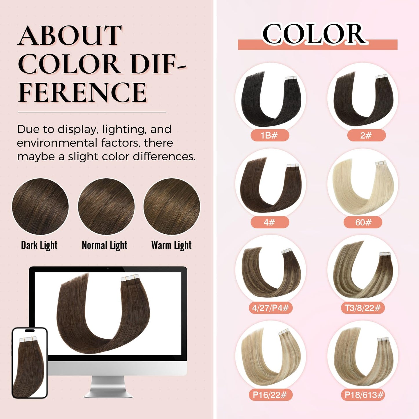 MEI YUAN LIN Tape in Hair Extensions Real Human Hair Chocolate Brown 18Inch invisible tape in hair extensions 50g 20pcs PU Skin Weft