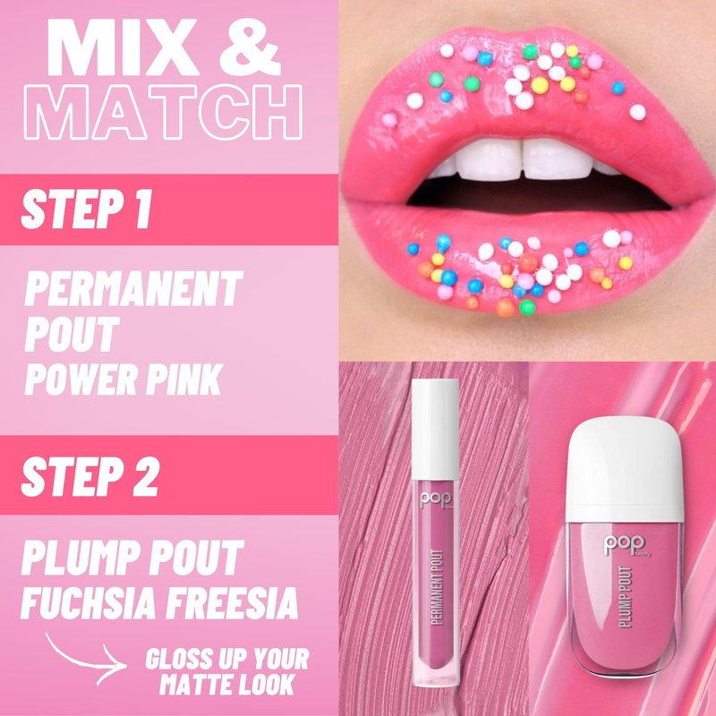 POP Beauty PLUMP POUT | FUSCHSIA FREESIA - Plumping Lip Oil and Hydrating Lip Gloss | Long Lasting Nourishing Lip Glow Oil, Non-Sticky