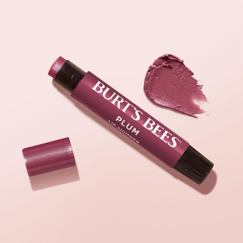 Burt's Bees Shimmer Lip Tint Set, Mothers Day Gifts, Tinted Lip Balm Stick, Moisturizing for All Day Hydration with Natural Origin Glowy Pigmented Finish & Buildable Color, Plum (4-Pack)