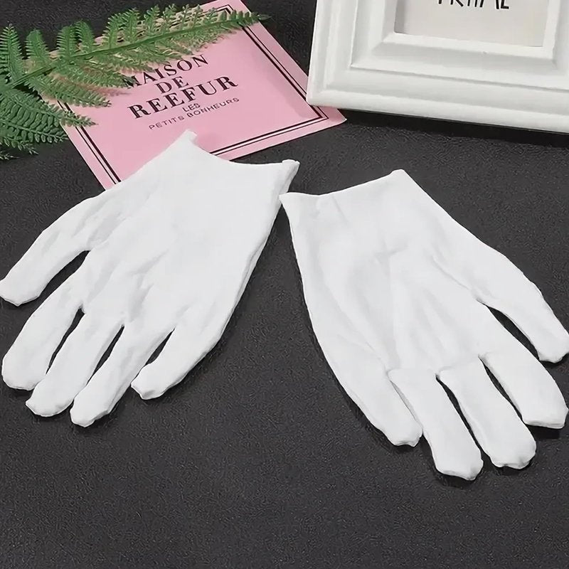100 PCS White Cotton Gloves for Dry Hands White Cotton Gloves for Eczema Sleeping Cosmetic Moisturizing Eczema and Coin Jewelry Inspection Washable for Men and Women