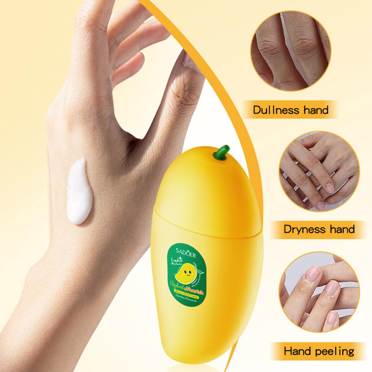 CLY AMS Mango Hand Milk, Mango Moisturizing Hand Cream for Dry Cracked Hands and Skin, Fruit Hand Lotion with Natural Plant Fragrance