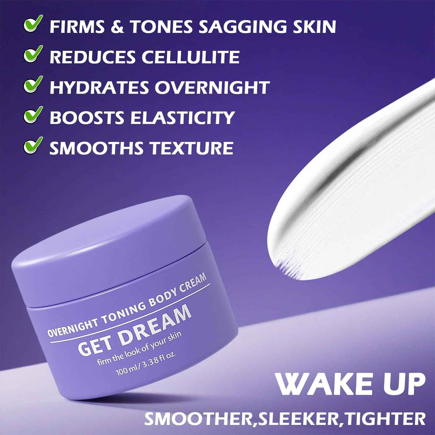 ZL7QHSE Get Dreamy Overnight Toning Whip,Lightweight Firming Cream,For Women Seeking Smooth, Tightened Skin,Ideal for Legs, Thighs, Belly & Nighttime Use-1 Pack