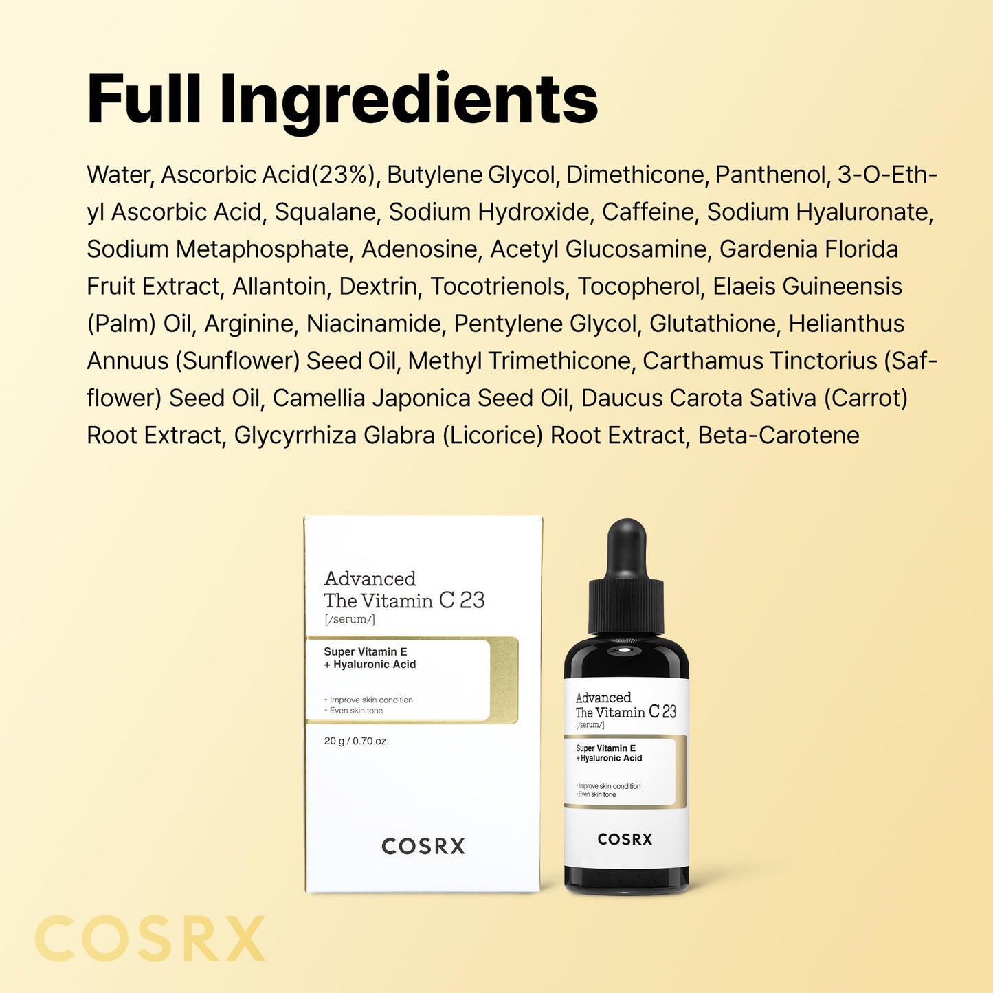 COSRX Advanced Pure Vitamin C 23% Serum with Vitamin E & Glutathione, Korean Vitamin C Serum for Fine Lines, Uneven Skin Tone & Dull Skin, 0.7oz, Korean Skin Care