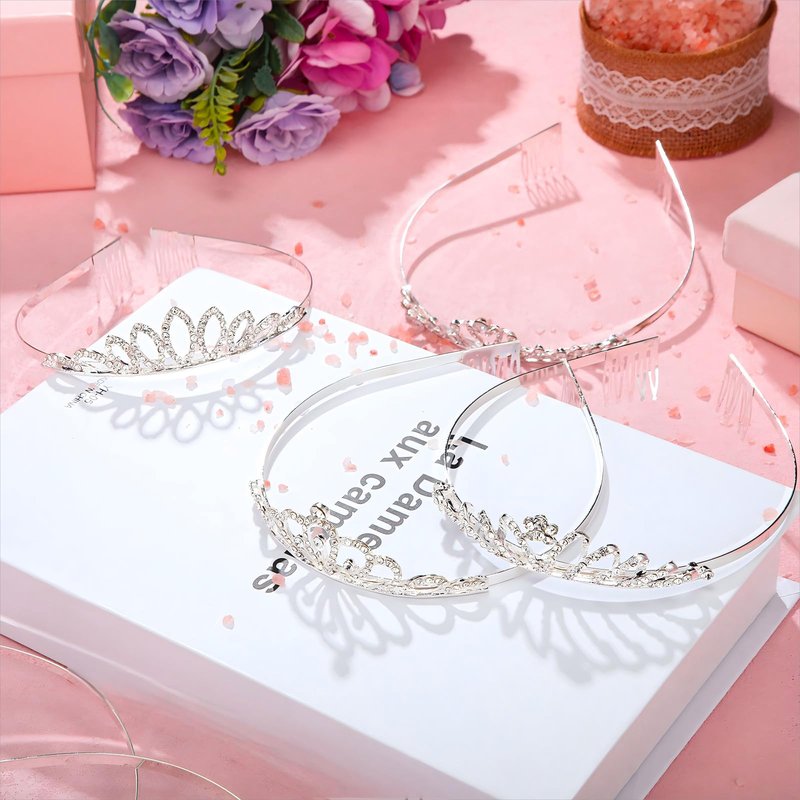 Yuefunny 24 Pcs Crystal Tiara Crowns for Women Bulk Rhinestone Princess Headband Crown with Combs Tiaras for Pageant Bridal Shower Wedding Birthday Prom Party Gifts(Classic,Silver)