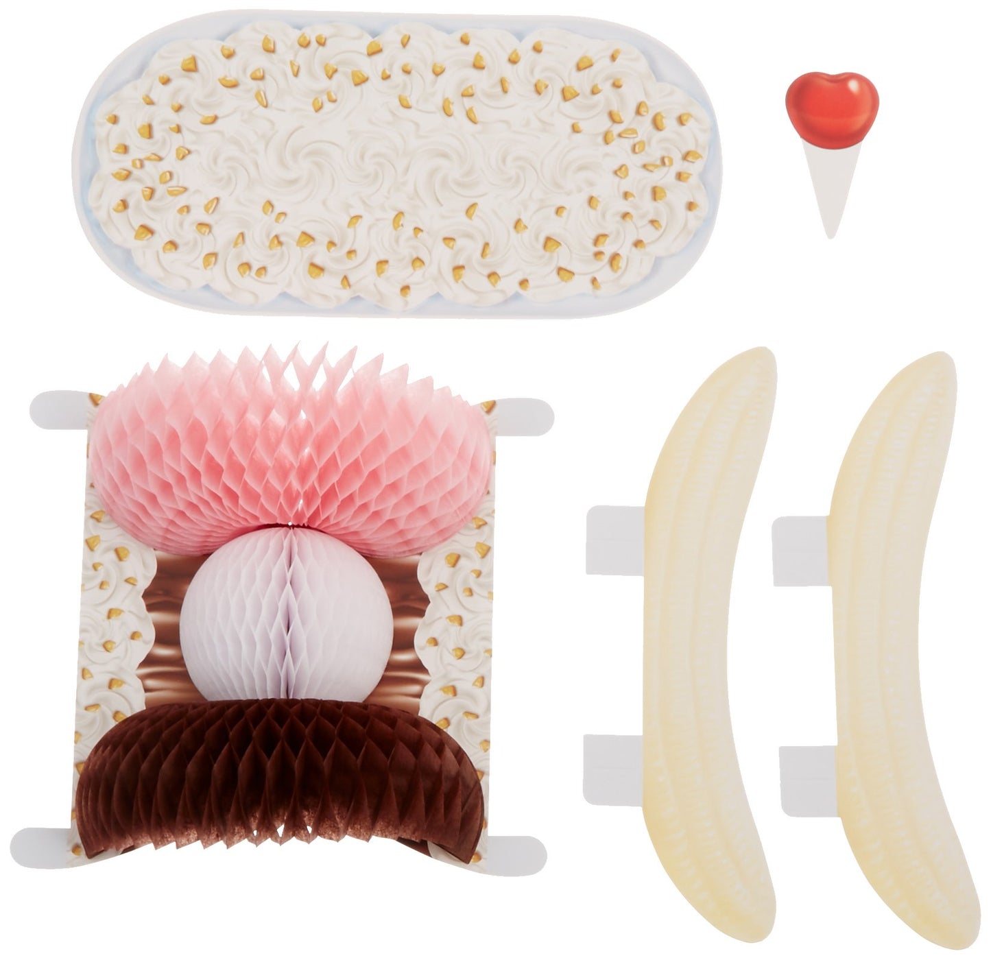 Beistle 1-Pack Tissue Banana Split Party Table Centerpieces, 6-1/2-Inch