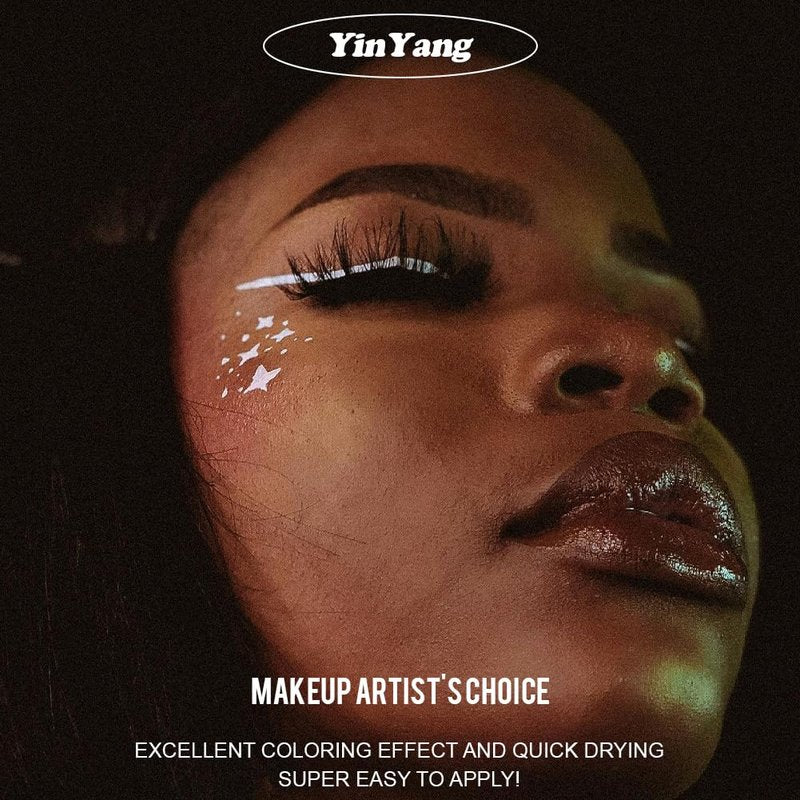 tru4mi -Water Activated Eyeliner Black & White “YinYang” 2 in 1 -Wet Liner Makeup - Smudge Proof Face Body Paint - Great for Cosplay, Holiday, Party - Skin Safe & Child Friendly -10g/container