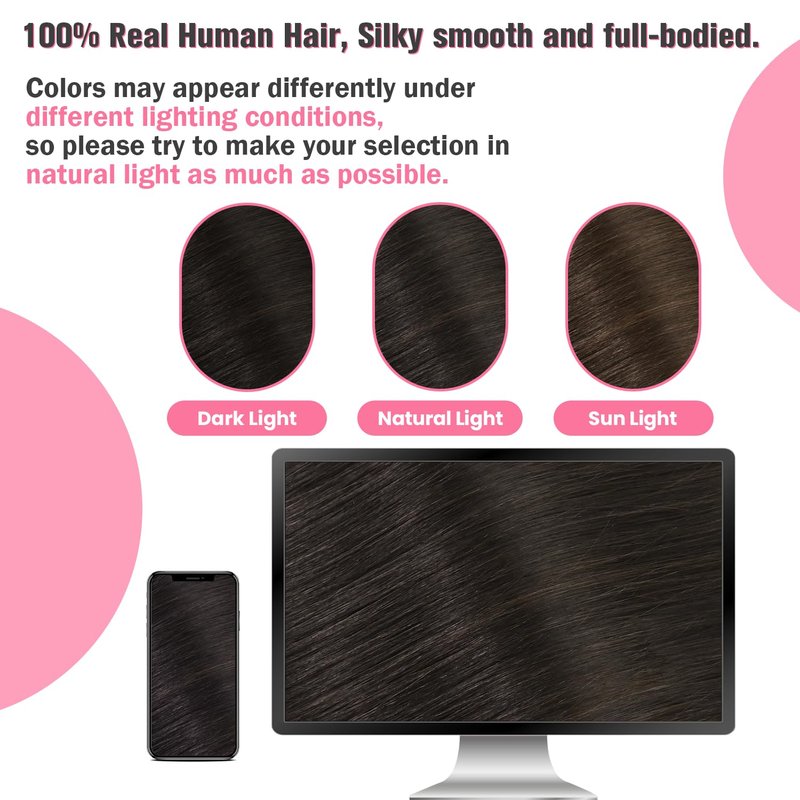 Aison Tape in Hair Extensions Real Remy Human Hair Invisible Seamless Skin Weft Human Hair Tape in Extensions Color 2 Dark Brown Human Hair Extensions 16 Inches 30g 20 Pcs/Pack