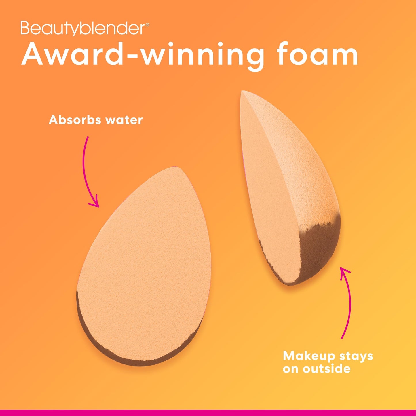 Beautyblender® Original Beauty Blender Makeup Sponge, Super-Soft Foam Easily Blends Foundations, Powders & Creams, Made in USA, Reusable, Washable, Streak Free Application, Vegan, Cruelty Free