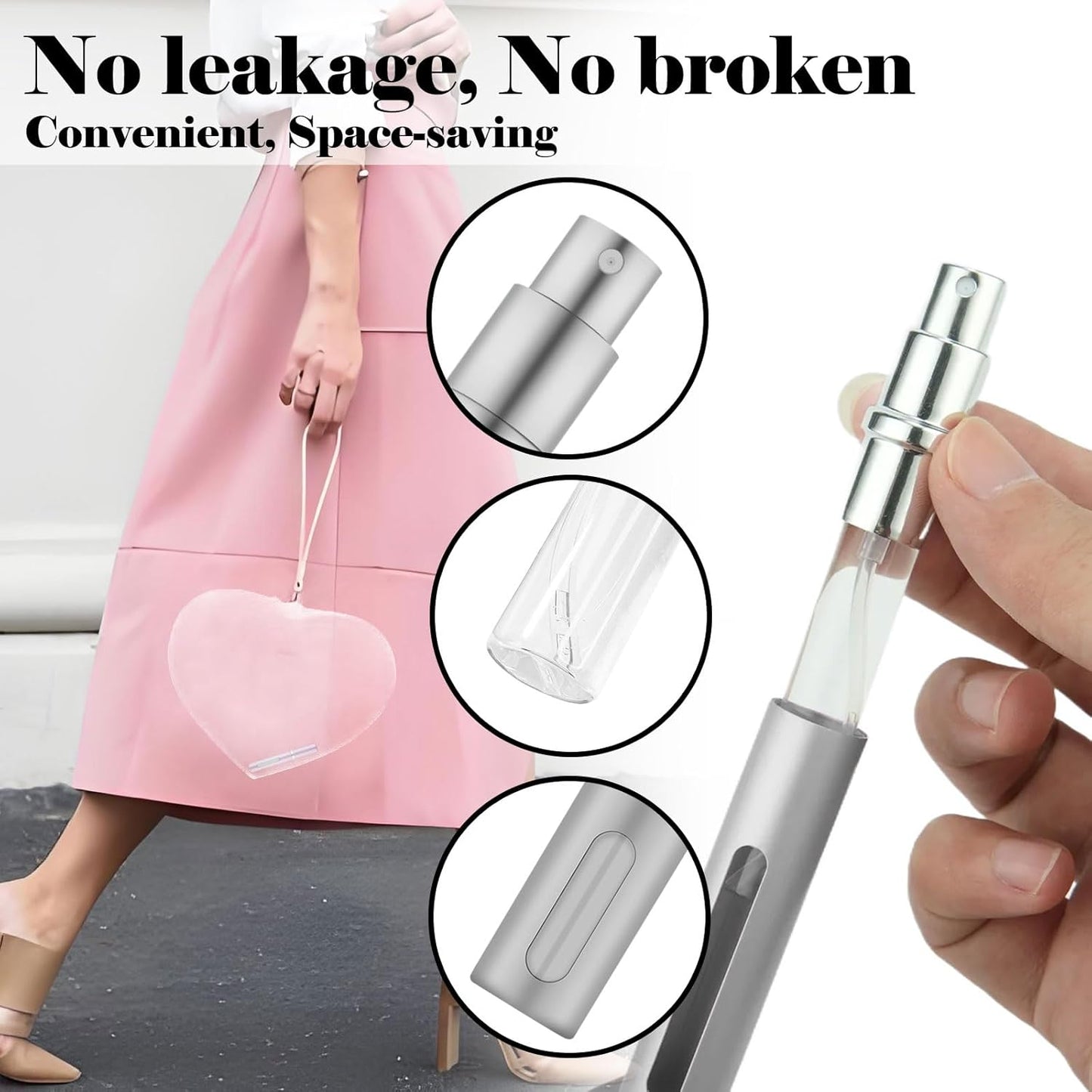 4pcs Mini Perfume Travel Bottle, Perfume Atomiser Refillable, 5ML Spray Bottles, Portable for Travel Holiday, Outdoor Activities and Business