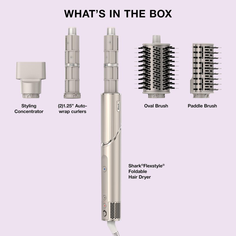 Shark FlexStyle | Air Multi-Styler & Drying System | Hair Dryer Brush for Blowouts with Coanda Auto- Wrap Curlers, Oval & Paddle Brush & Concentrator Attachment | Stone | HD430