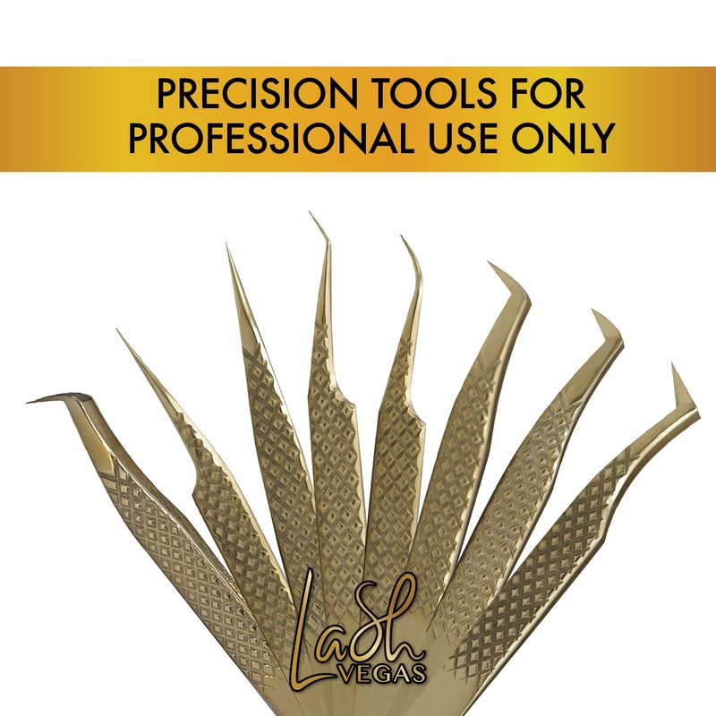 Lash Vegas Extra Slim Bootie Tweezer - Diamond Grip Lash Tweezers for Eyelash Extensions - Fiber Tip Lash Tweezers for Volume Lash Extensions – Gold