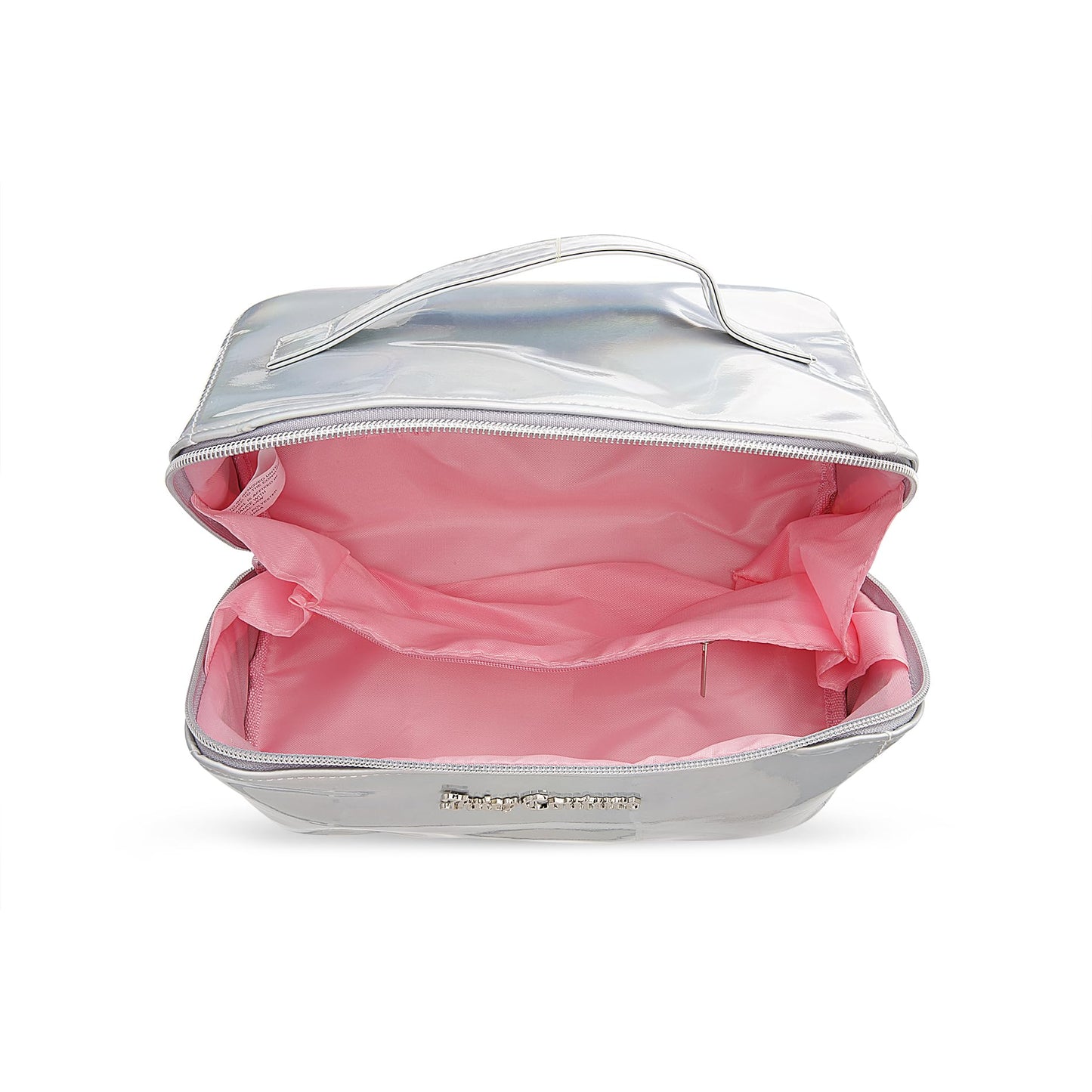 Juicy Couture White Makeup Bag Cosmetics Organizer Travel Essentials Cross Zip Iridescent