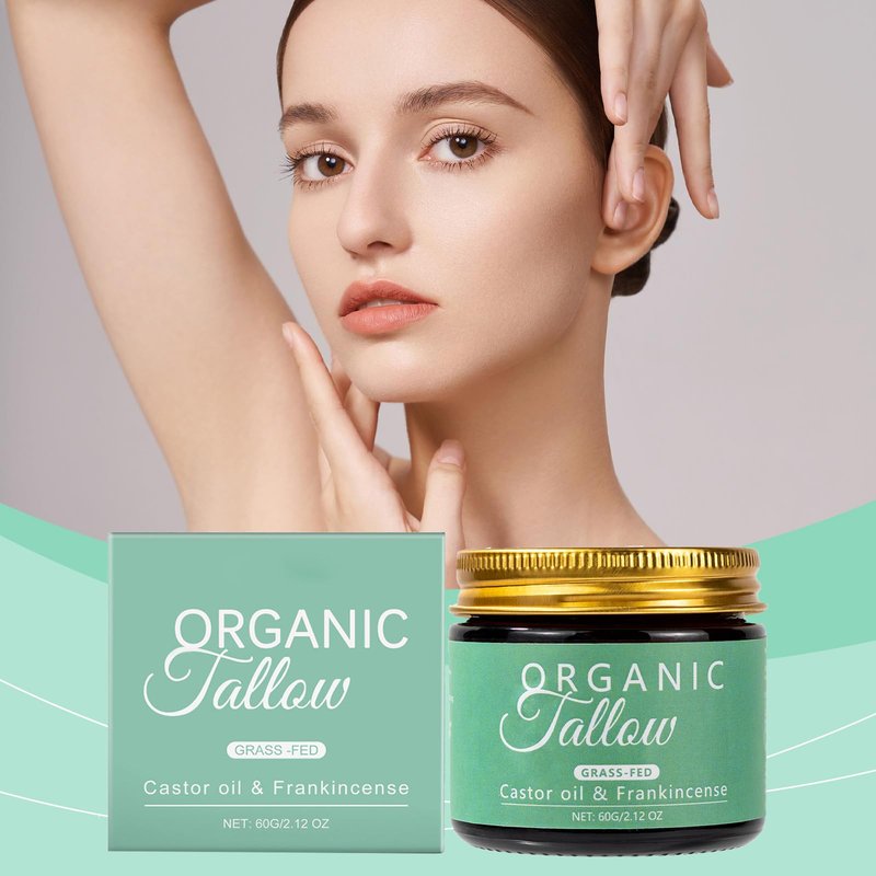 KBSBUBB Organic Tallow Balm with Castor Oil & Frankincense for Natural Skincare & Moisturizing, Tallow Cream Castor Oil and Frankincense