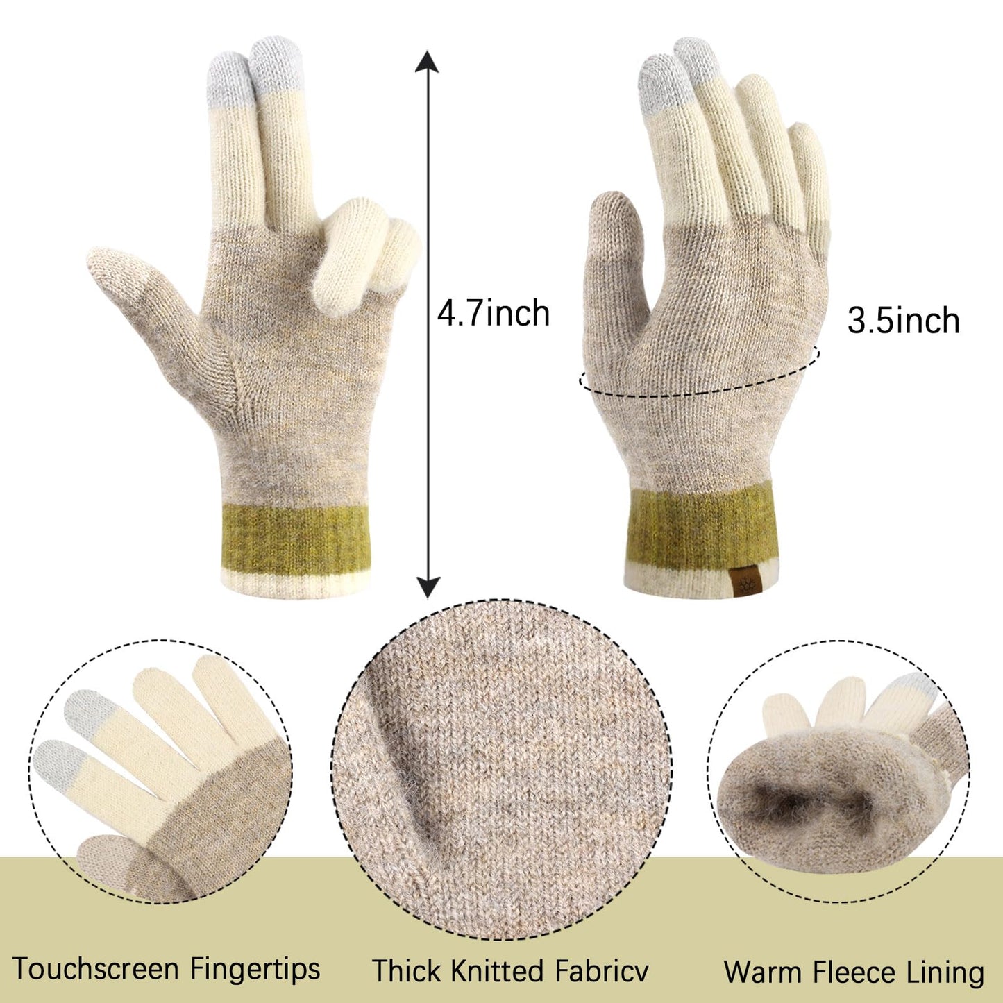 HH HOFNEN Winter Beanie Hat Scarf Touchscreen Gloves Set Warm Knitted Hat Scarves 3 Pcs Fleece Lined Skull Cap for Women