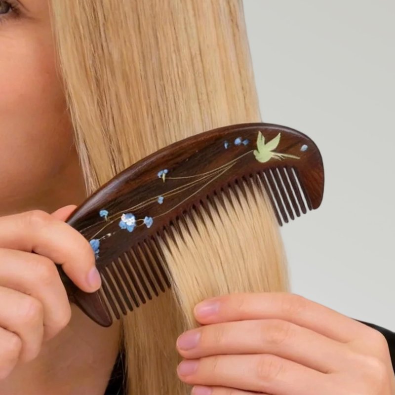 TAN MUJIANG Handmade Wooden Comb Raw Chacate Preto, Lacquer Art Craft, Compact Size 4.27×1.97 Inches